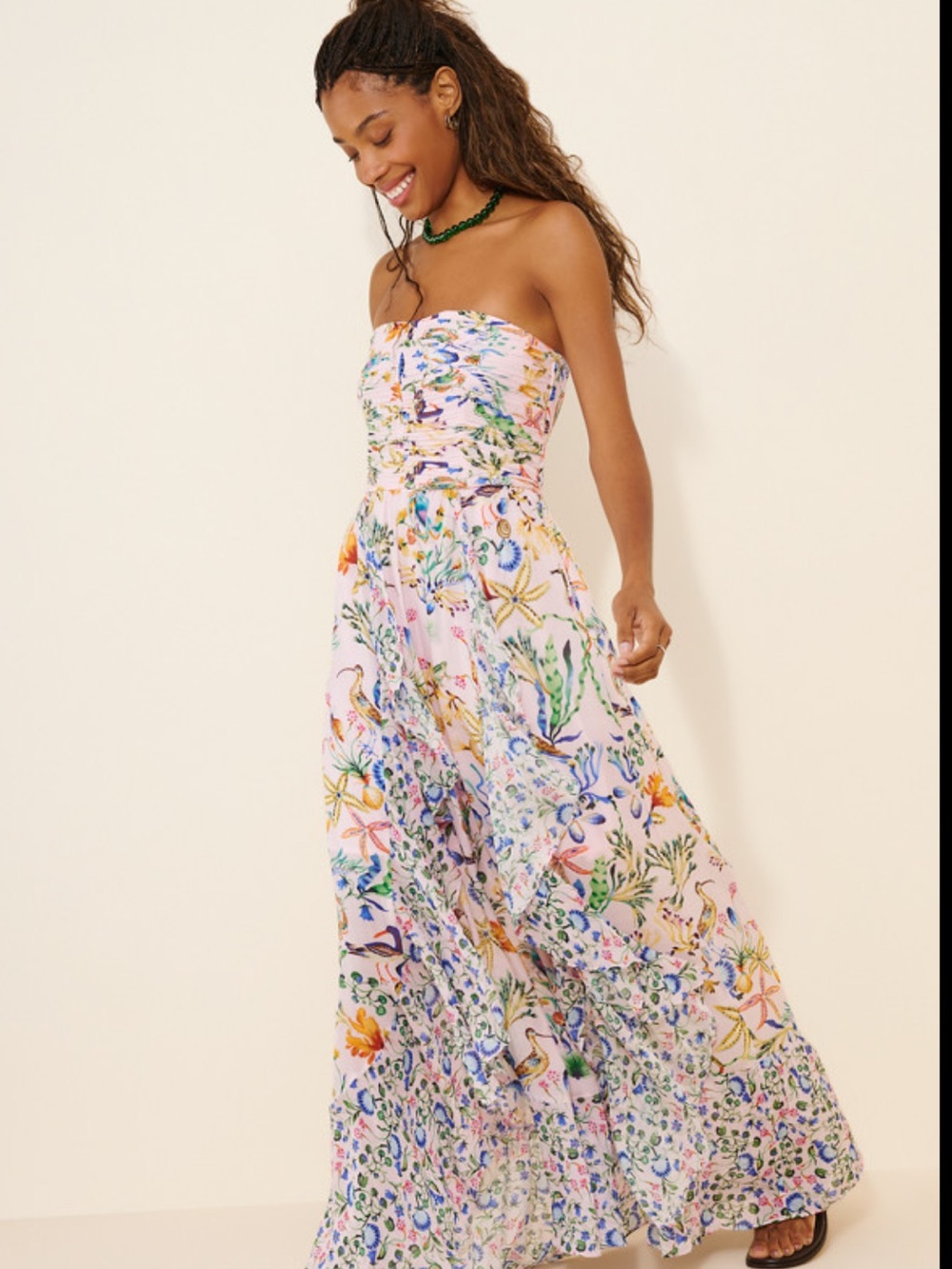 Banjanan Bella Strapless Floral Maxi Dress